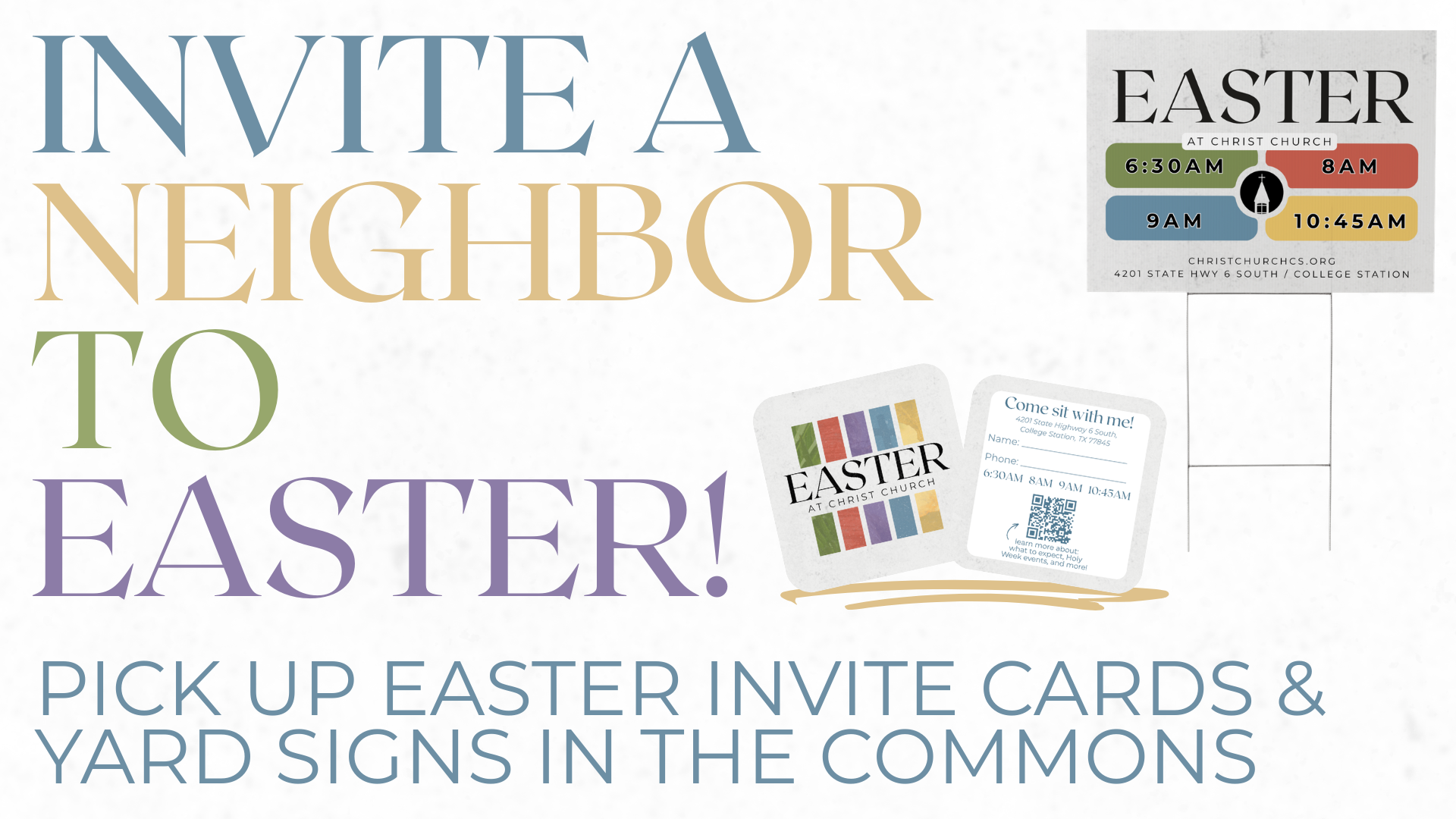 Invite neighbors to Easter. Sign says 