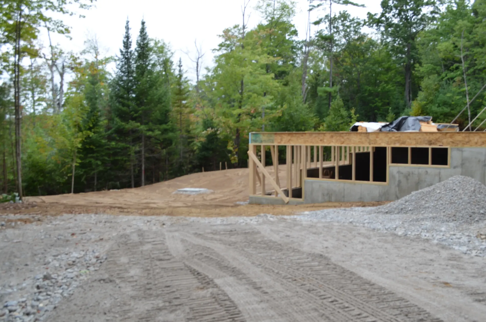A house is being built in the middle of a forest