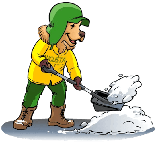 Augusta Lawn Care Mascot Shoveling Snow