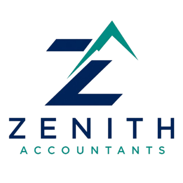 Zenith Accountants logo with teal and navy stylized Z and mountain peak above the name