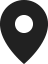 Black location pin icon on a white background
