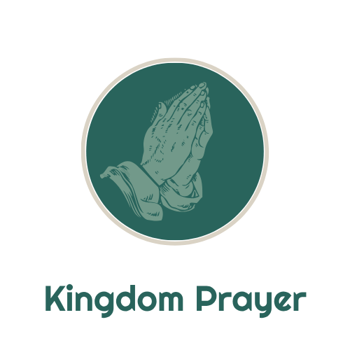 “Kingdom Prayer” logo with praying hands icon in a green circle on a white background