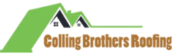 Colling Brothers Roofing logo with green roof graphic and brown text