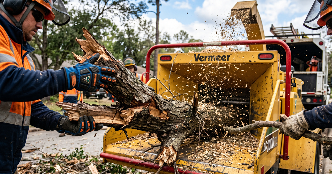 Backyard tree removal improving yard safety after severe weather