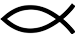 A black and white drawing of a fish on a white background.