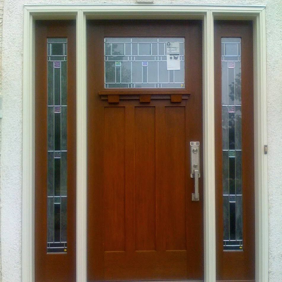 Entry Door with contemporary decorative glass