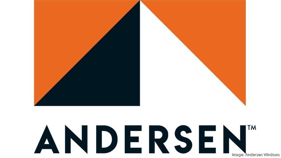 An orange and black logo for andersen windows.