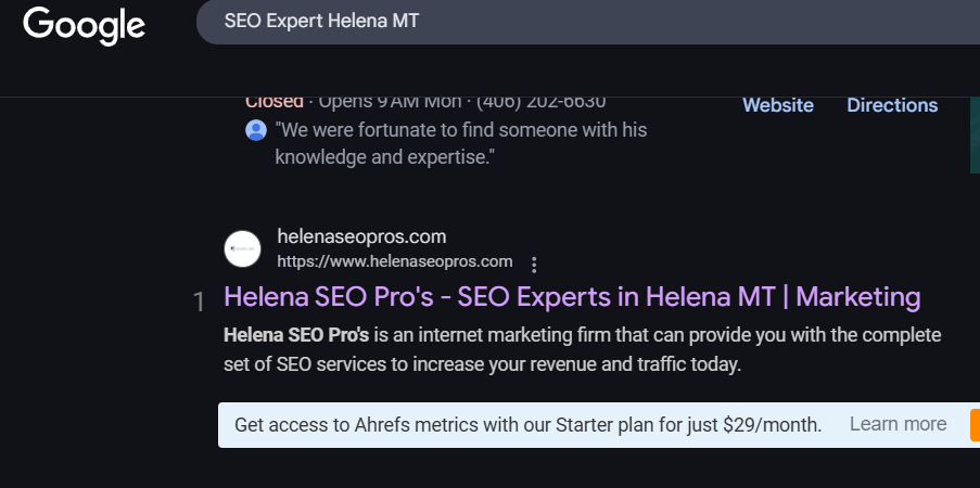 websites that rank on google in Montana, rank my website in Montana, SEO Montana