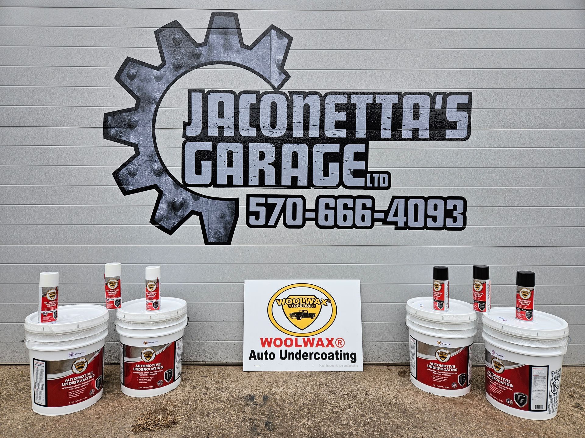 Service Door Sign with Woolwax Products | Jaconetta's Garage LTD.