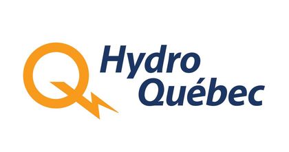 Le logo d'Hydro Québec est orange et bleu avec un éclair.