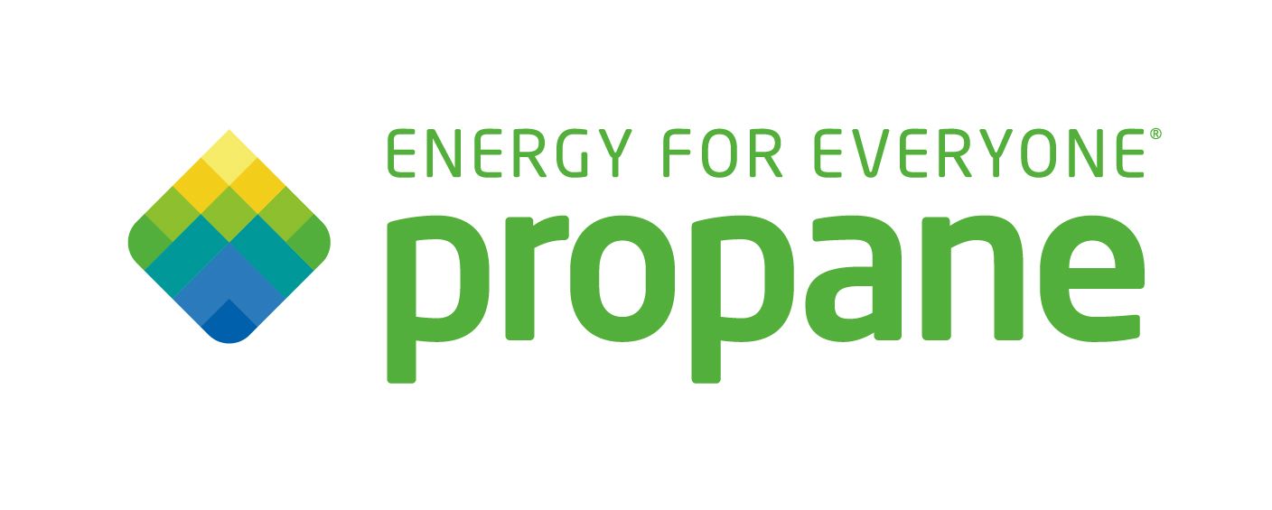 Logo for Propane: a green wordmark with a colorful diamond shape and the phrase