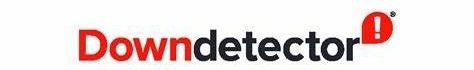 Et rødt og sort downdetektor-logo på en hvid baggrund