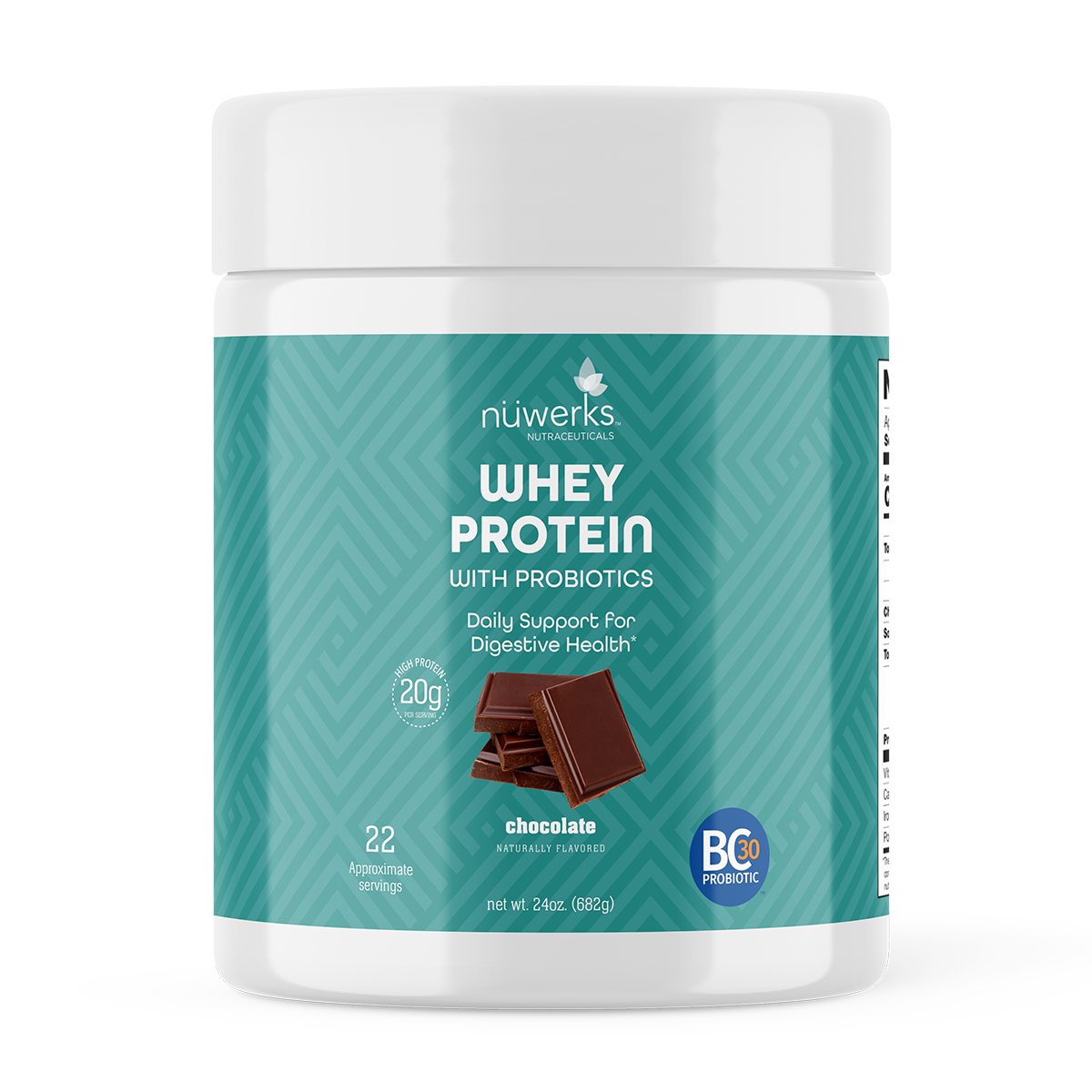 Whey Protein Powder w/ Probiotics - Chocolate