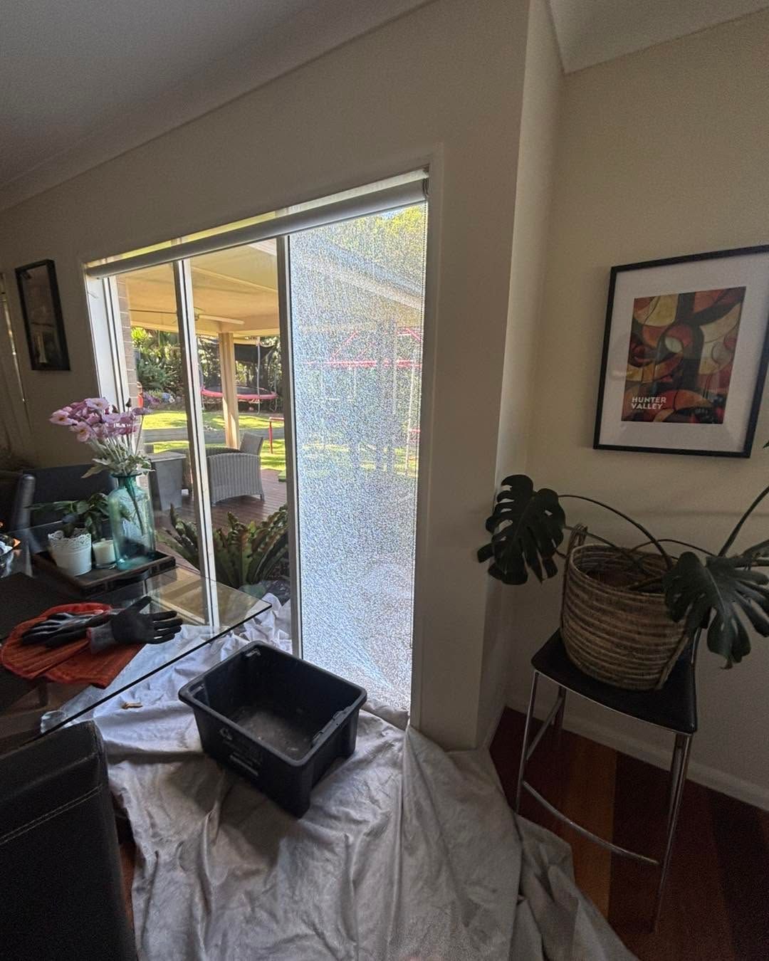 Damaged Sliding Door Showing Common Causes Of Glass Breakage
