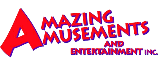 A red logo for "Amazing Amusements and Entertainment Inc." with a large stylized letter "A" and blue drop shadows.