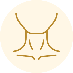 Minimal tan line-art torso icon on a pale cream circle background