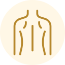 Stylized gold outline of a human torso on a light beige background