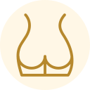 Stylized gold outline of a brassiere on a light background