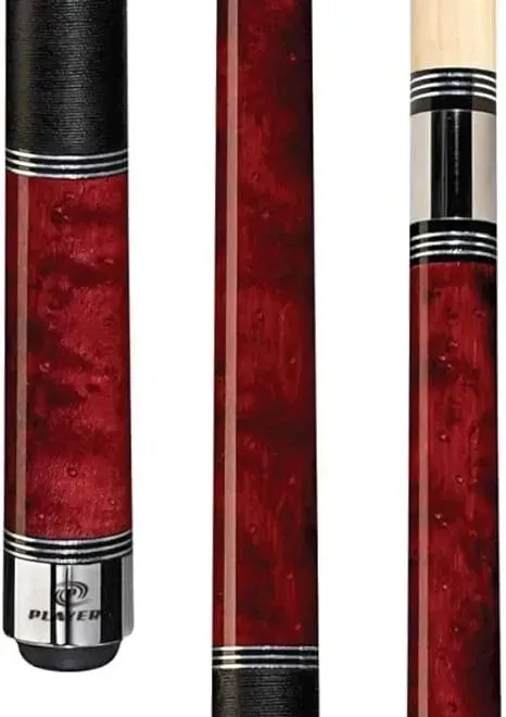 Close-up of three red-and-black decorative pen barrels with metallic silver accents