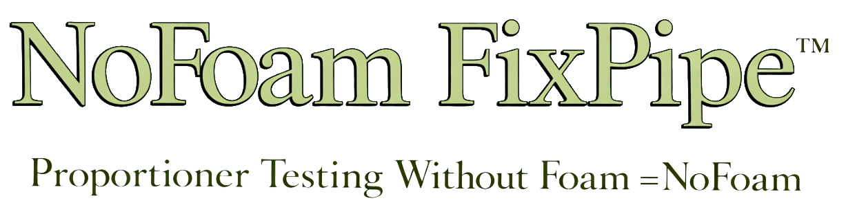 Logo indiquant « NoFoam FixPipe™ » en caractères verts stylisés, avec le texte français en dessous indiquant « Essai du proportionneur sans mousse ».