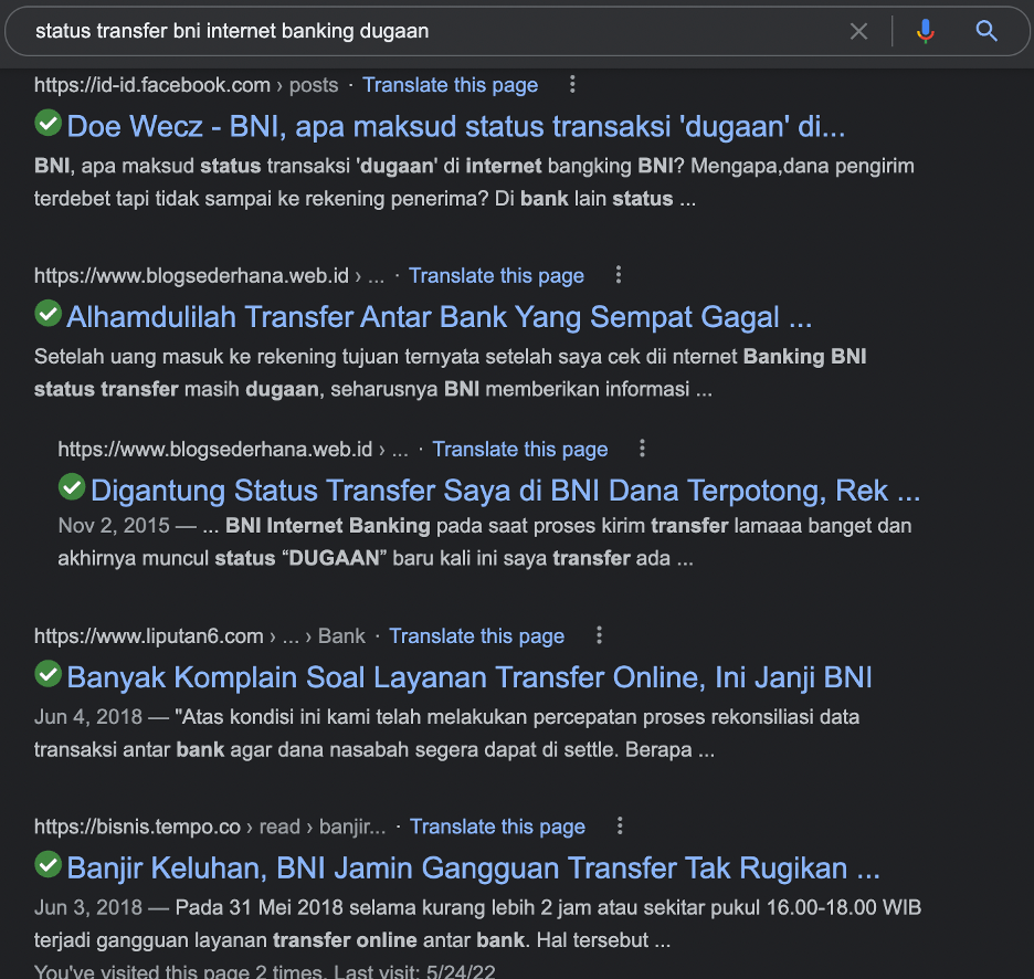 Gambar 1, Status transfer antar bank LLG 