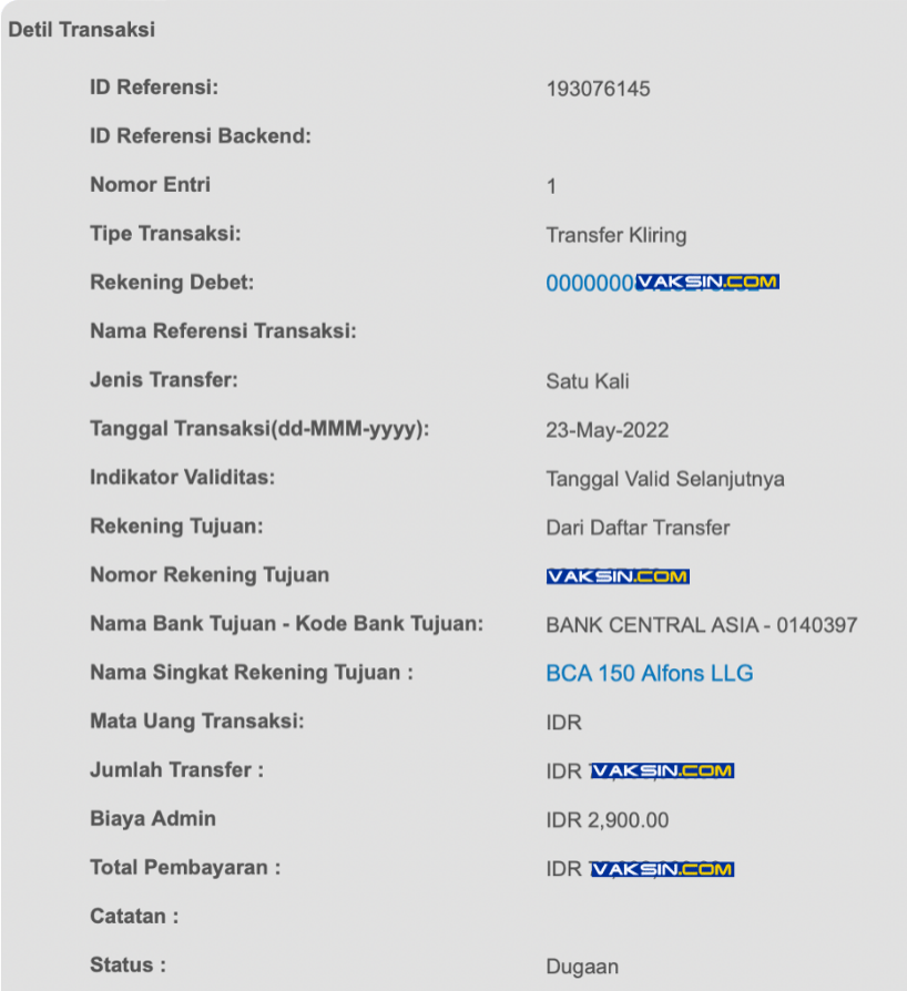 Gambar 4, Status transfer 