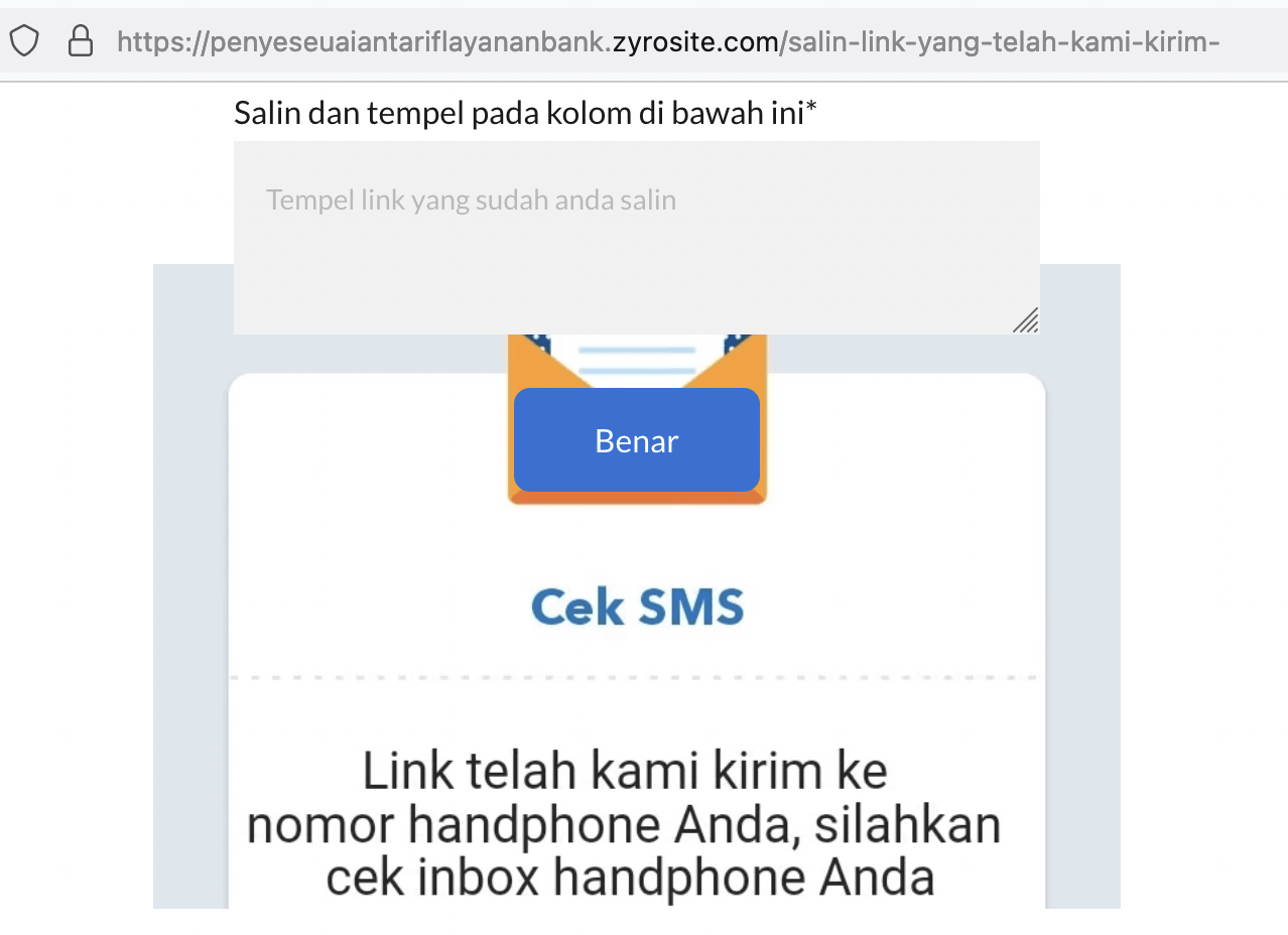 Gambar 4, Halaman situs yang meminta OTP korban