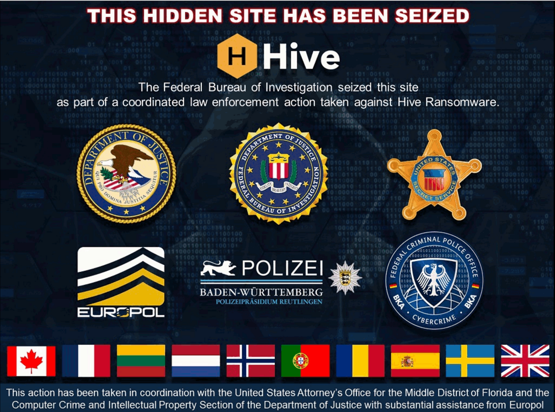 Gambar 1, Situs ransomware Hive yang diambilalih penegak hukum