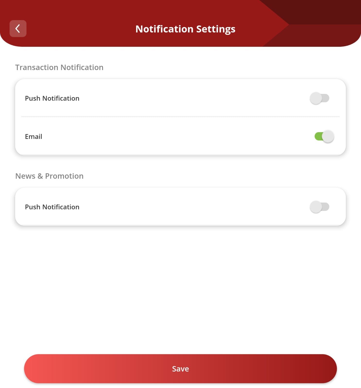 Gambar 2, Menu Mbanking bank tidak menginformasikan kalau menerima SMS informasi transaksi akan dikenakan biaya SMS Premium