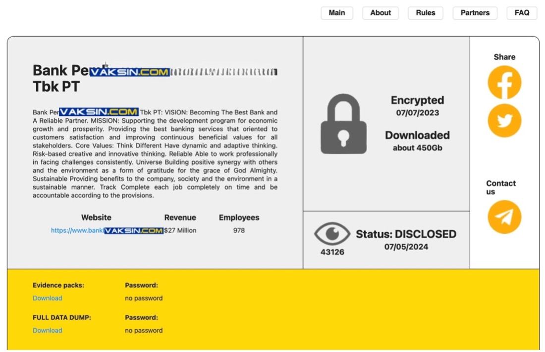 Gambar 1, Bank yang menjadi korban serangan ransomware dua kali dalam kurun waktu 12 bulan