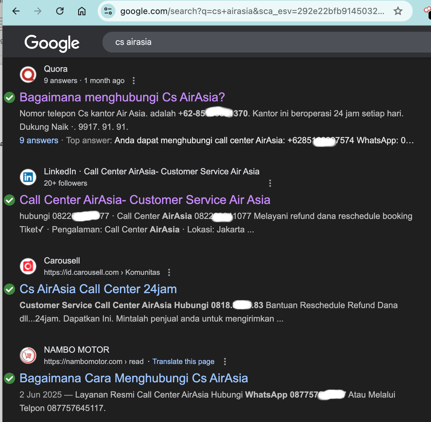 Gambar 1, Penipu memanfaatkan berbagai platform untuk memunculkan nomor yang memalsukan sebagai call center berbagai layanan