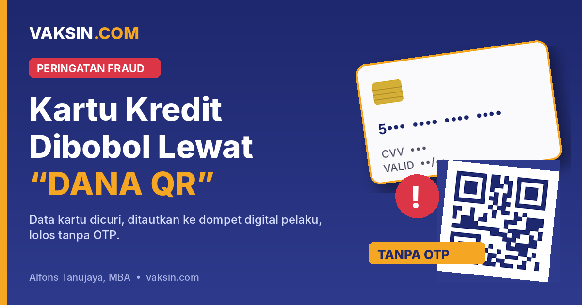 Ilustrasi kartu kredit dan kode QRIS untuk artikel kartu kredit dibobol lewat DANA QR tanpa OTP
