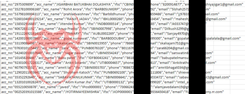Gambar 3, Sampel data bank digital yang juga bocor dan dibagikan Bashe