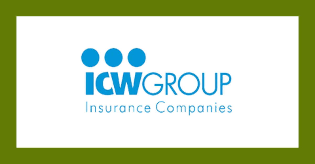 ICW Group Insurance Companies logo on a white background with blue text and green border