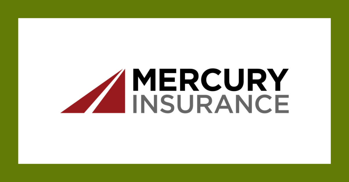 Mercury Insurance logo with red icon and black-gray text on a white background.
