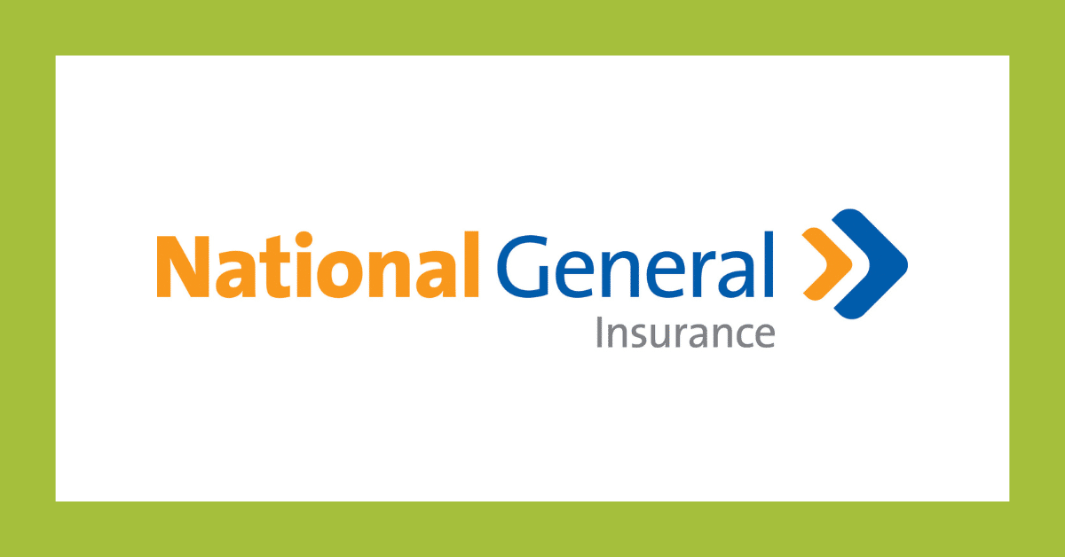 National General Insurance logo on a white background with orange and blue text and chevrons