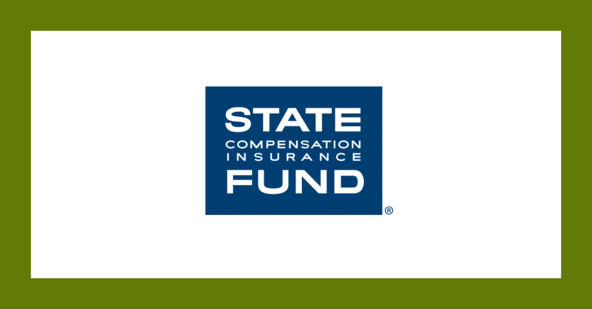 State Compensation Insurance Fund logo in blue and white on a white background