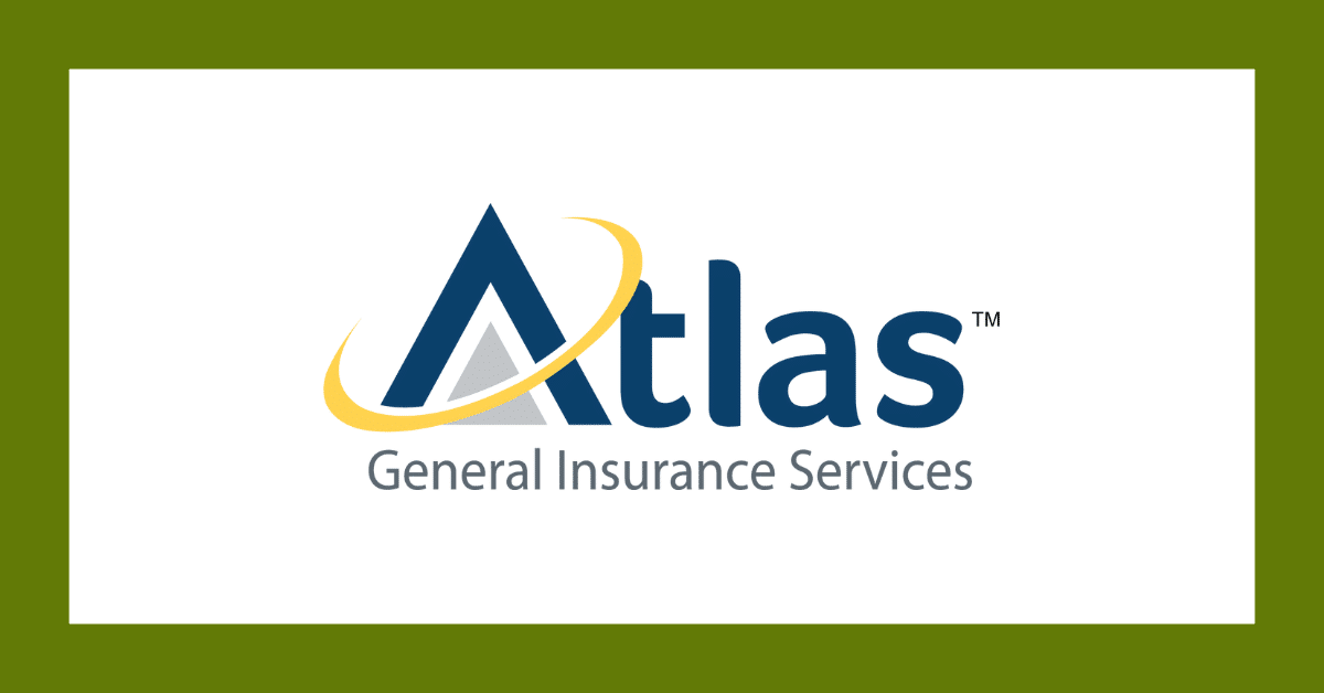 Atlas General Insurance Services logo on a white background with blue and gold text.