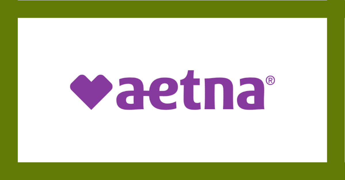 Aetna logo in purple with a heart icon on a white background.