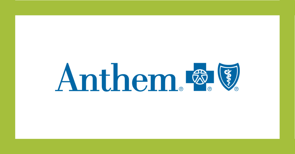Anthem logo in blue with health shield icons on a white background