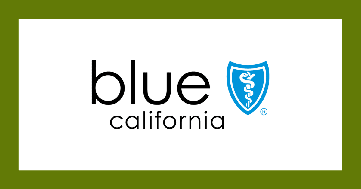 Blue California health insurance logo with a blue shield icon on a white background