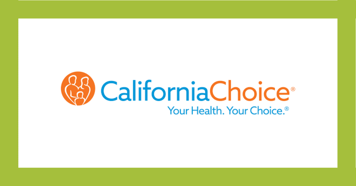 CaliforniaChoice logo with orange icon and blue text on white background with green border