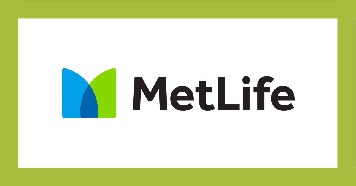 MetLife logo with blue, green, and white icon and black wordmark on a white background.