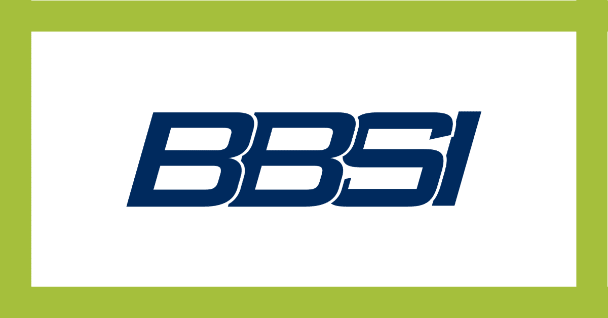 BBSI logo in blue on a white background with a lime green border