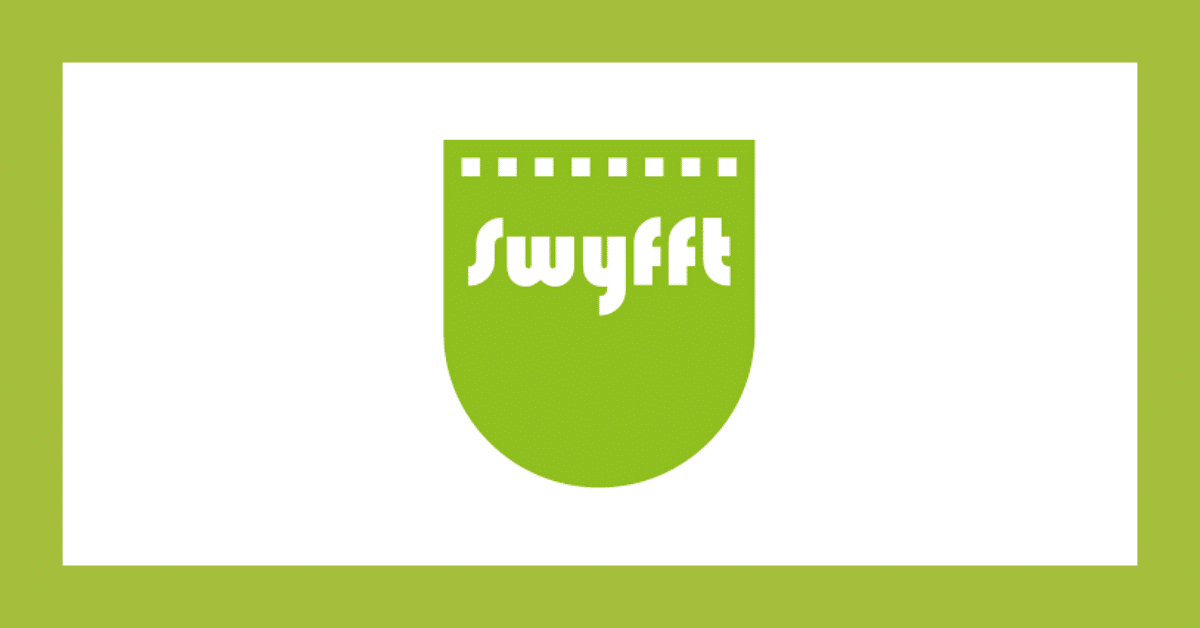 Green Swyfft logo centered on a white background with a lime border