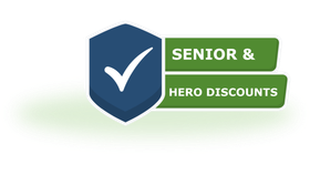 Blue shield with checkmark, green 