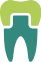 Green and teal tooth icon with a curved smile shape inside