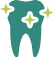 Green tooth icon with a white tooth shape and yellow sparkle accents