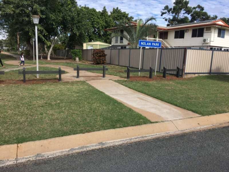 A Blue Sign On The Side Of The Road Says Solar Park — Mulch, Fencing And Landscaping Mackay, QLD