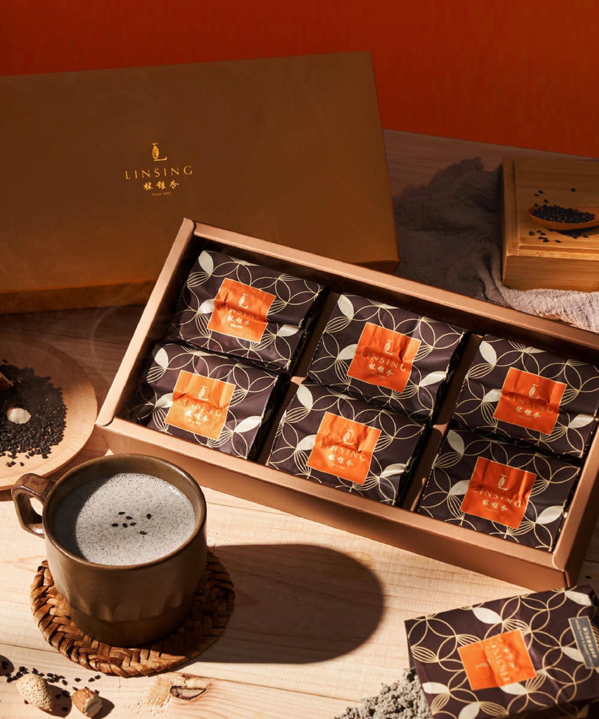 《LINSING 林銀杏官方直營》 經典黑芝麻杏仁粉600g(100g x 6包)